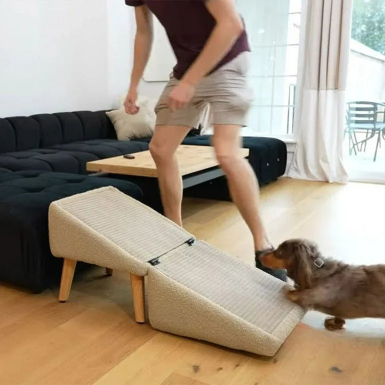 2-in-1 Convertible Wooden Home Step Stool Dog Ramp Stairs-02