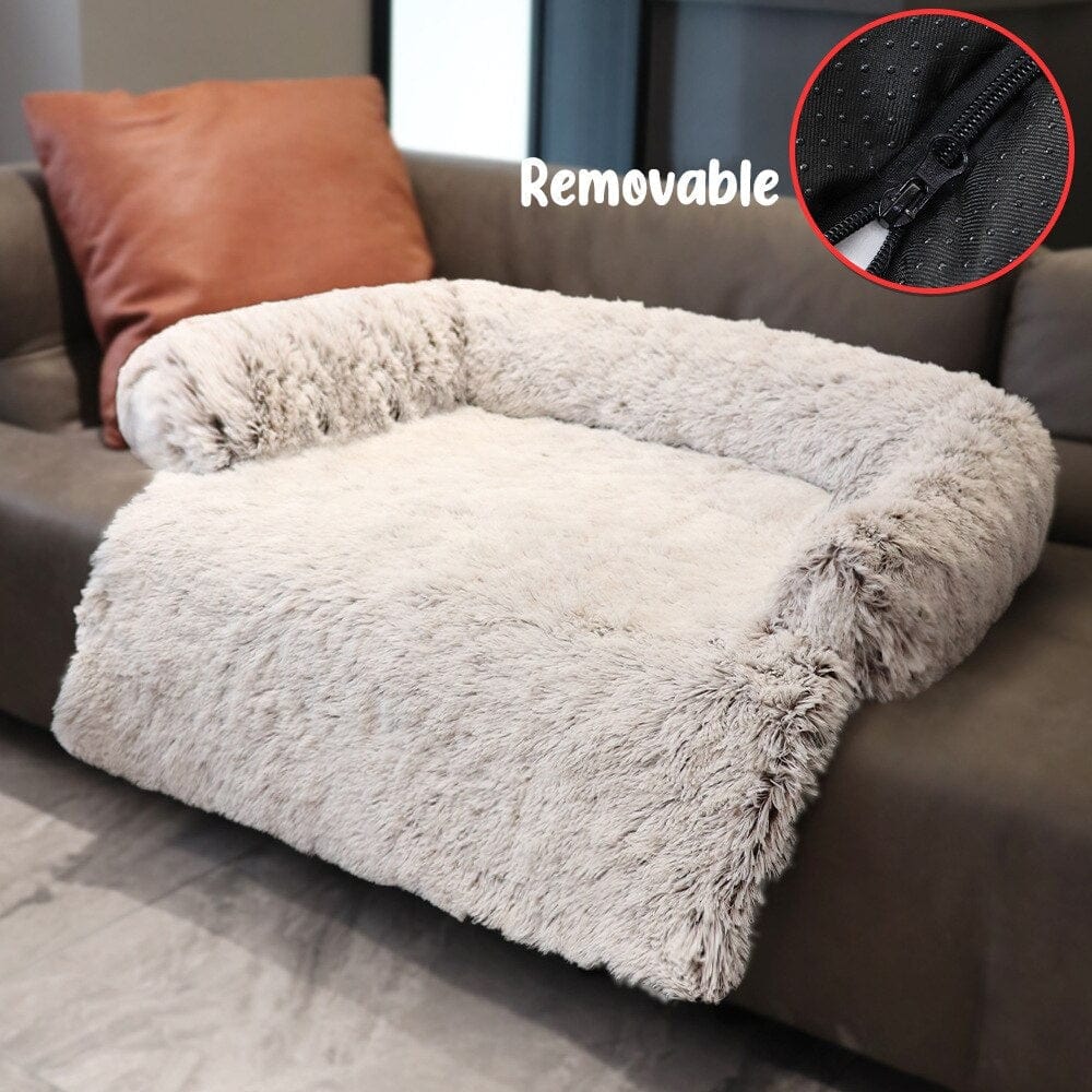 CalmingDogSofaBedwithRemovableCover-LightCoffee