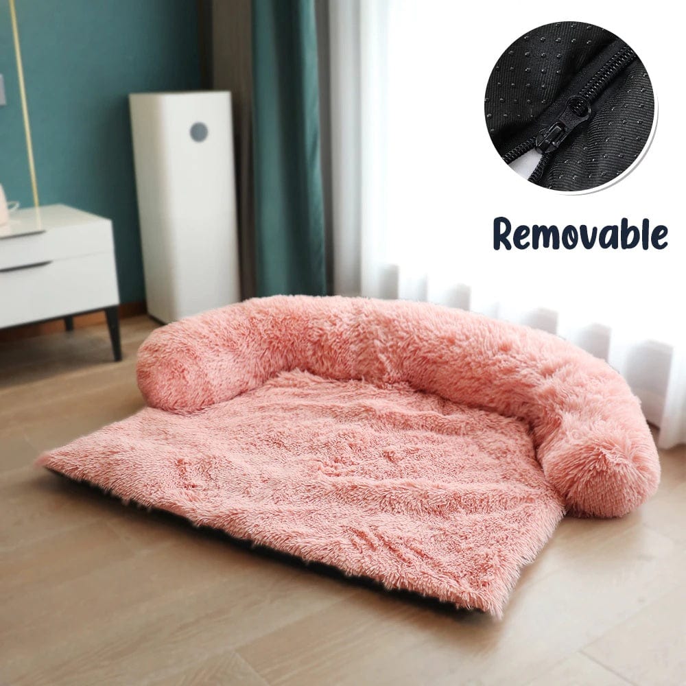 CalmingDogSofaBedwithRemovableCover-pink