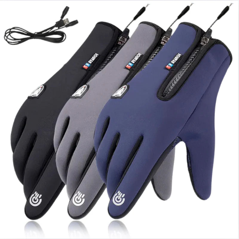 Outdoor Heated Gloves Windproof and Waterproof with Plus Velvet