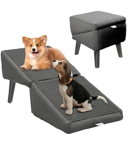 2-in-1 Convertible Wooden Home Step Stool Dog Ramp Stairs-11