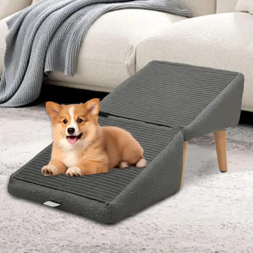 2-in-1 Convertible Wooden Home Step Stool Dog Ramp Stairs-13