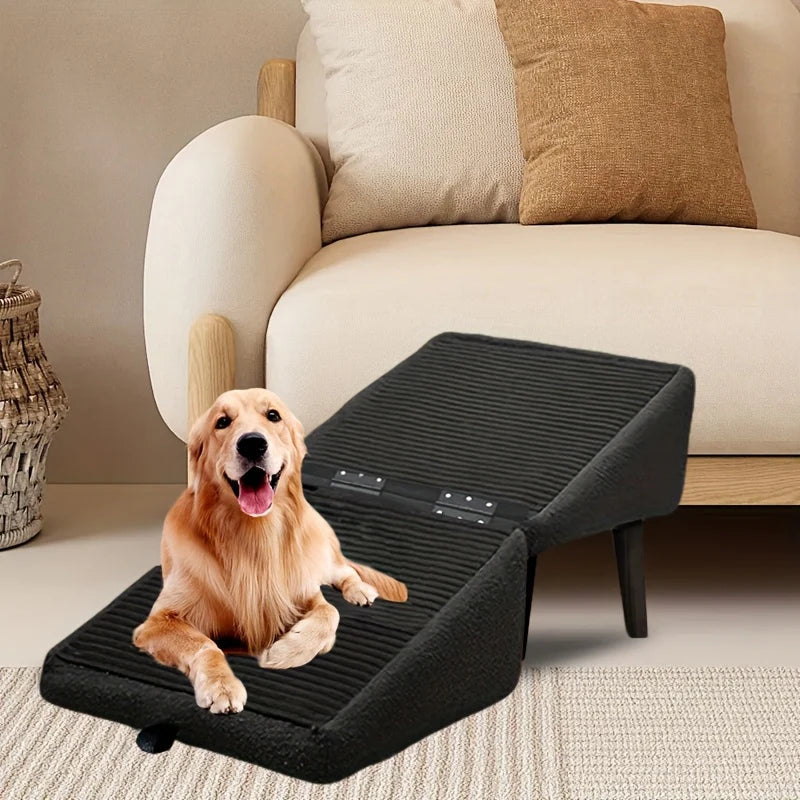 2-in-1 Convertible Wooden Home Step Stool Dog Ramp Stairs-14