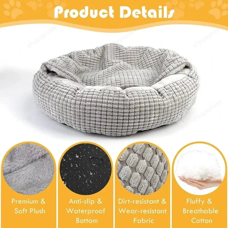 Cozy Donut Dog Bed - Washable Orthopedic Cave Bed for Small Dogs & Cats-06