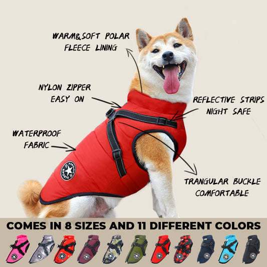 Julibibis Shop™Waterproof Winter Dog Jacket With Built-In Harness