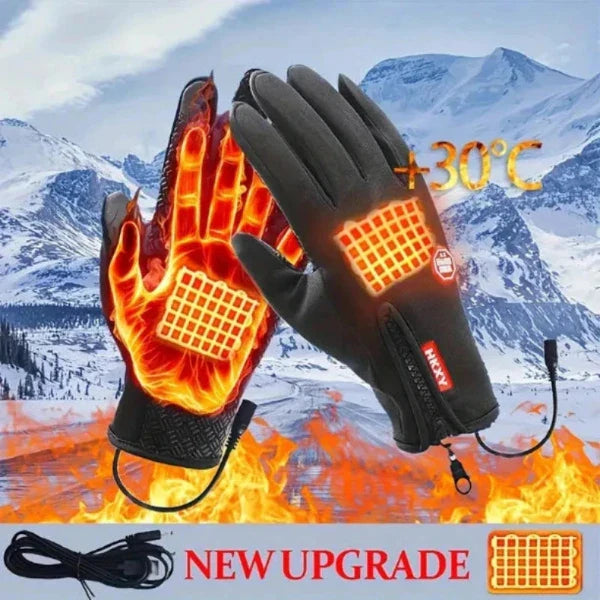 Outdoor Heated Gloves Windproof and Waterproof with Plus Velvet