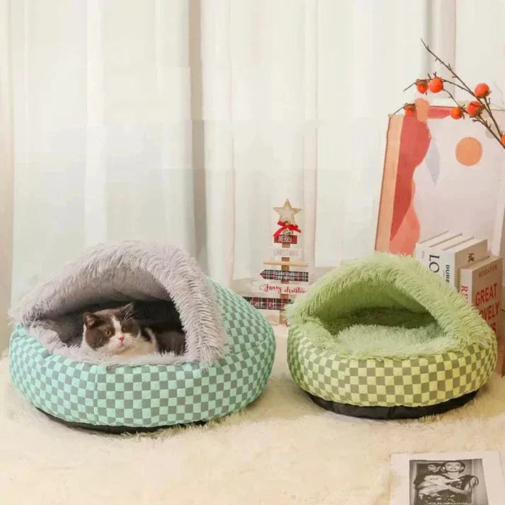 Diamond Quilt Dog Cave Bed - Premium Orthopedic Washable green Cave Bed for Dogs-03